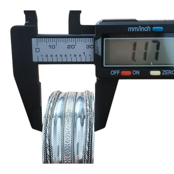 VTG Sterling Silver 925 Cuff Bracelet Boho Flowers Twisted Rope Southwest 33.4g - Picture 10 of 12